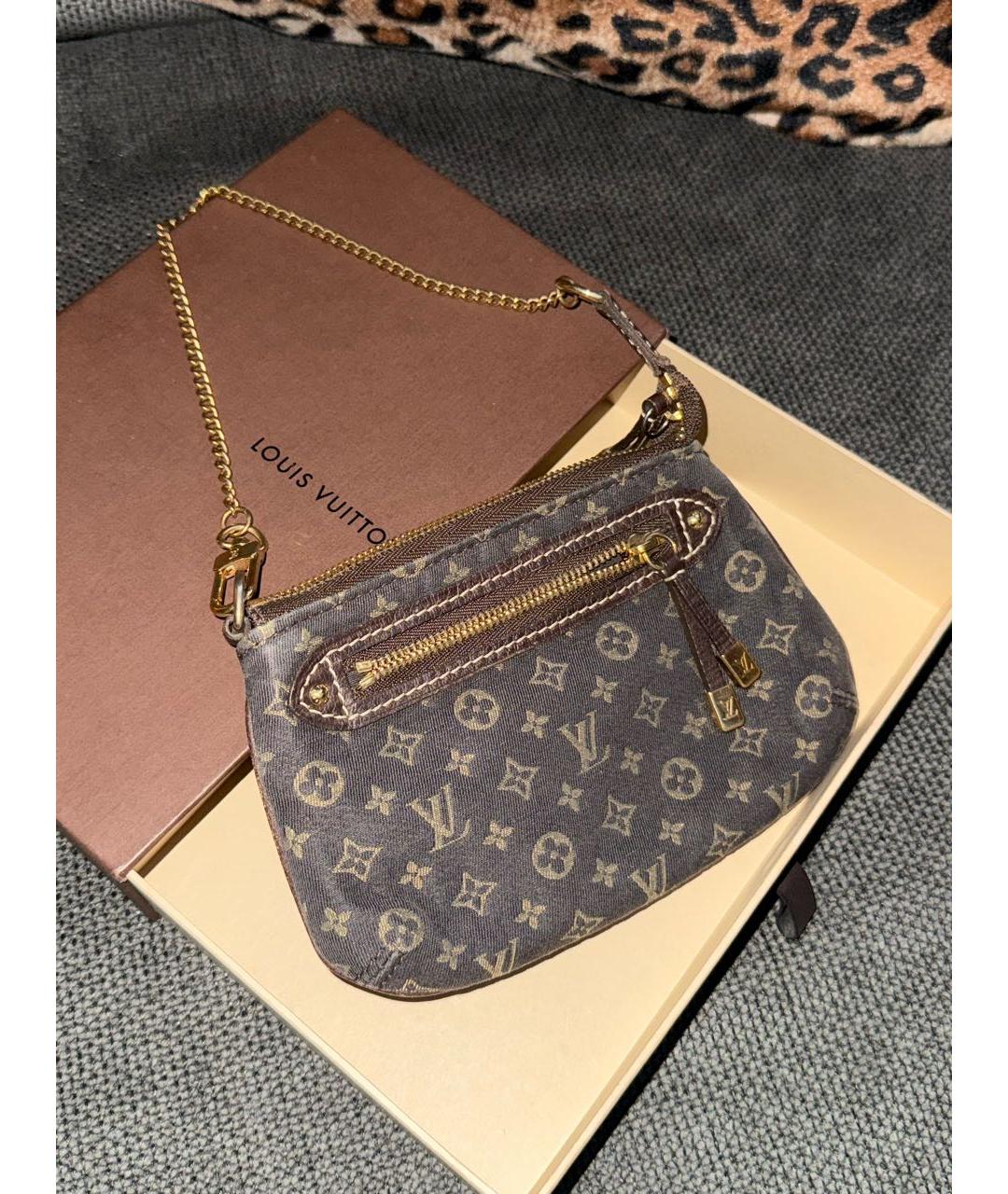 LOUIS VUITTON Коричневая деним сумка с короткими ручками, фото 6