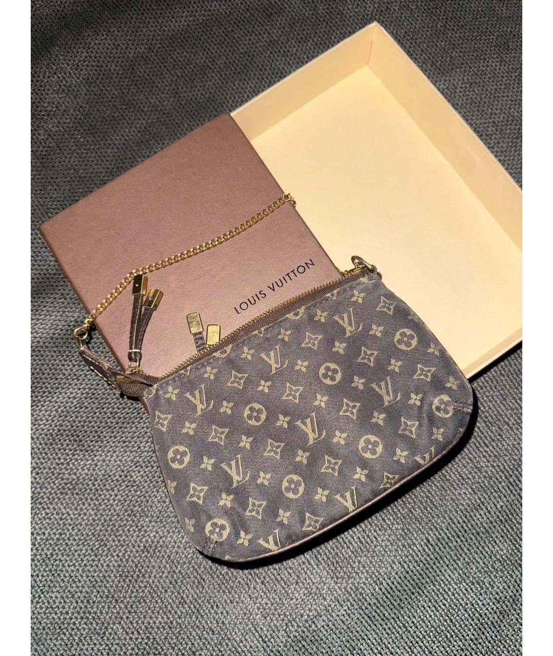 LOUIS VUITTON Коричневая деним сумка с короткими ручками, фото 2