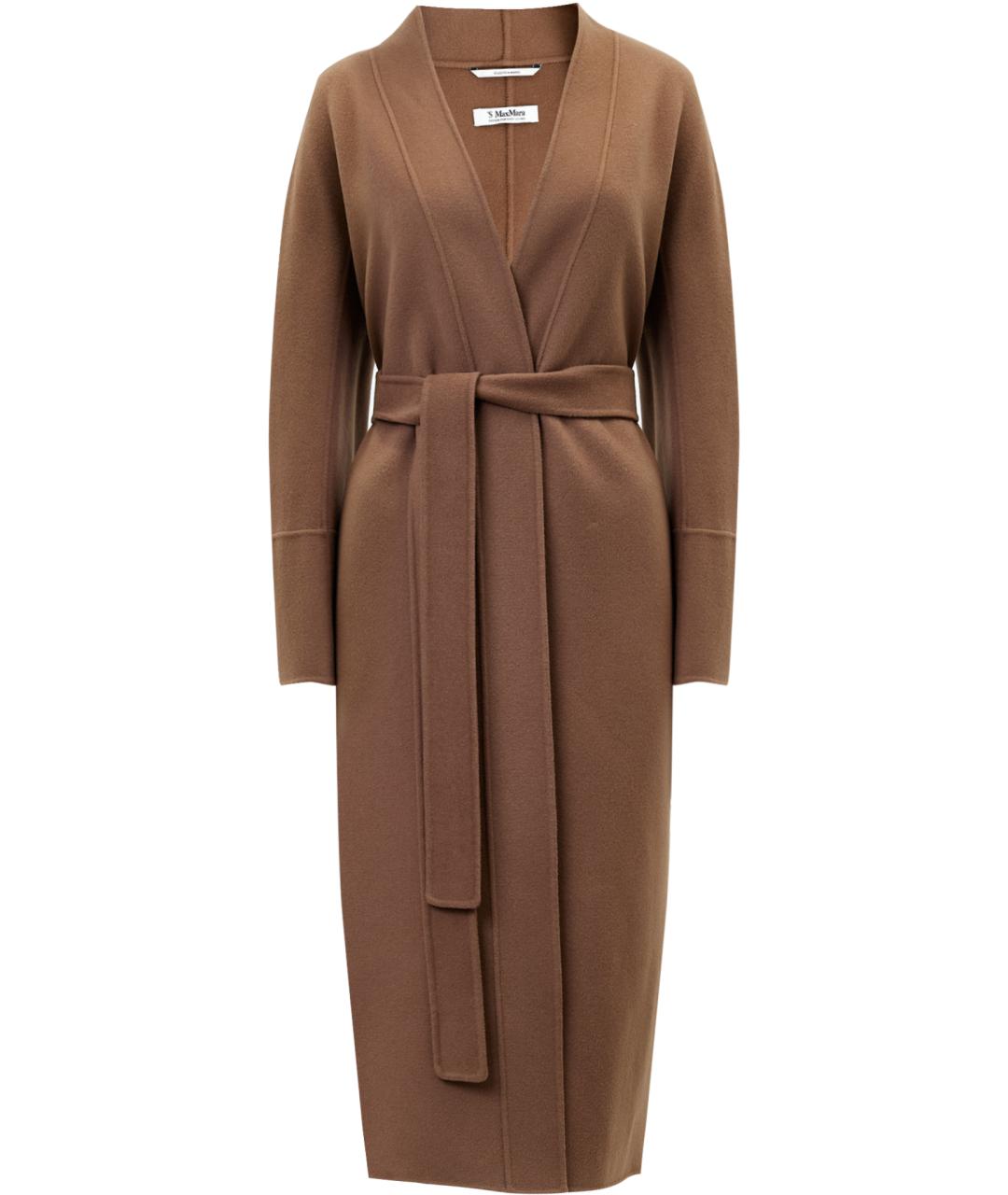 MAX MARA Коричневое шерстяное пальто, фото 1