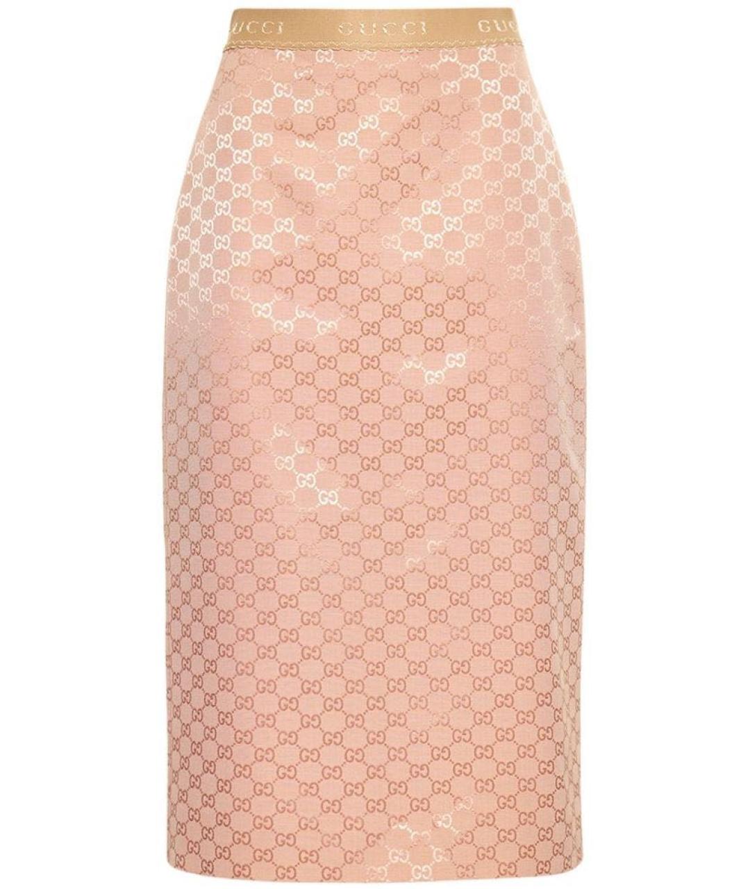 GUCCI Коралловая хлопковая юбка миди, фото 1