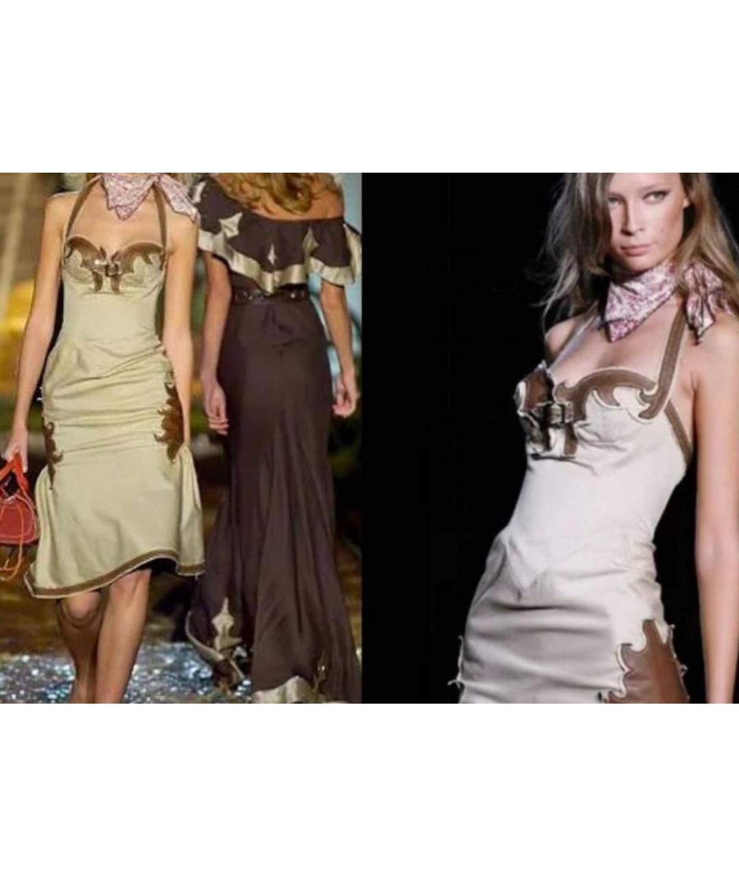 DSQUARED2 Бежевое хлопковое повседневное платье, фото 7