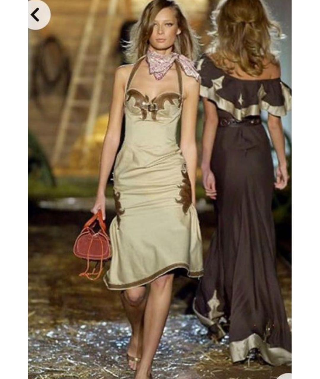 DSQUARED2 Бежевое хлопковое повседневное платье, фото 6