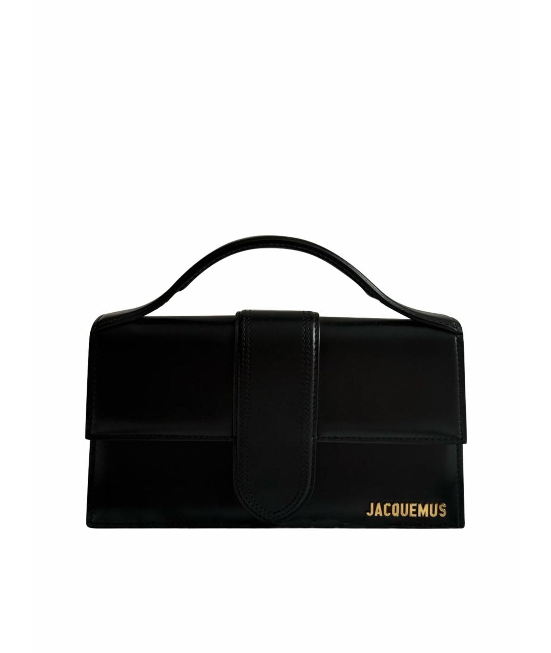 JACQUEMUS Черная кожаная сумка с короткими ручками, фото 1