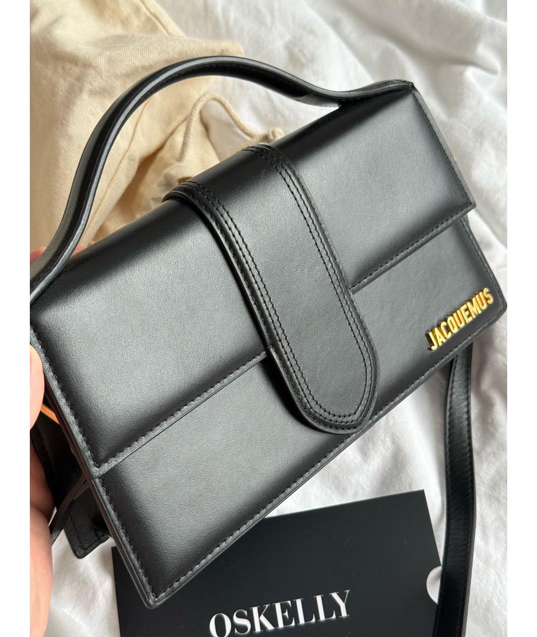 JACQUEMUS Черная кожаная сумка с короткими ручками, фото 8
