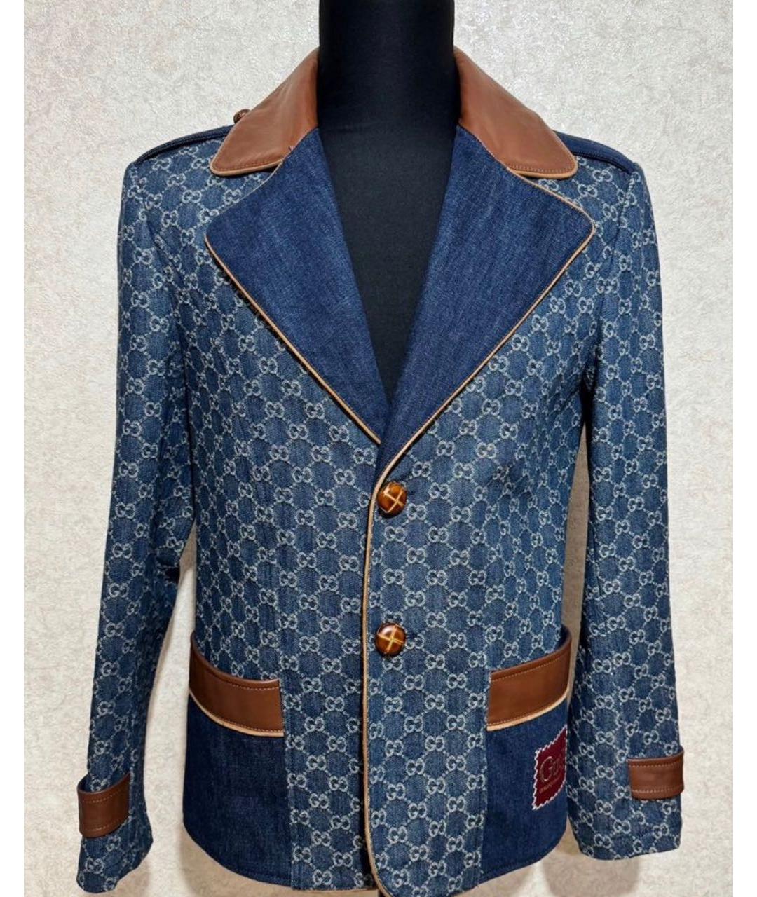 GUCCI Синий хлопковый пиджак, фото 4