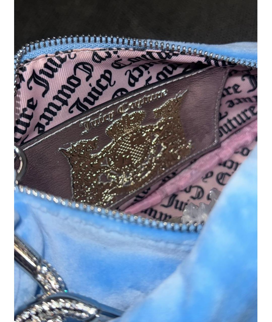 JUICY COUTURE Голубая бархатная сумка с короткими ручками, фото 2