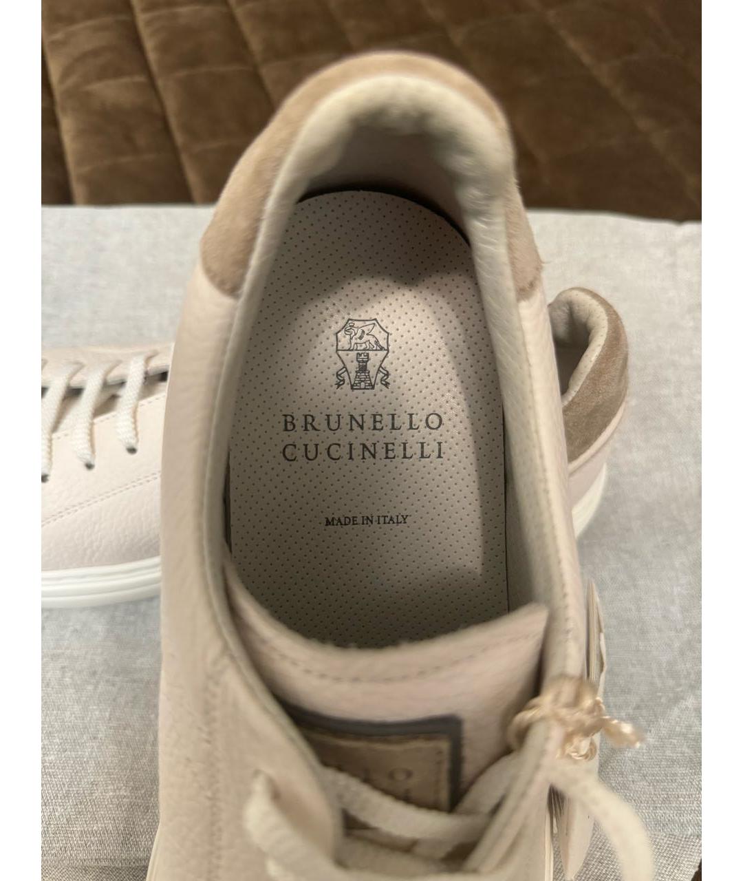 BRUNELLO CUCINELLI Белые кожаные низкие кроссовки / кеды, фото 8
