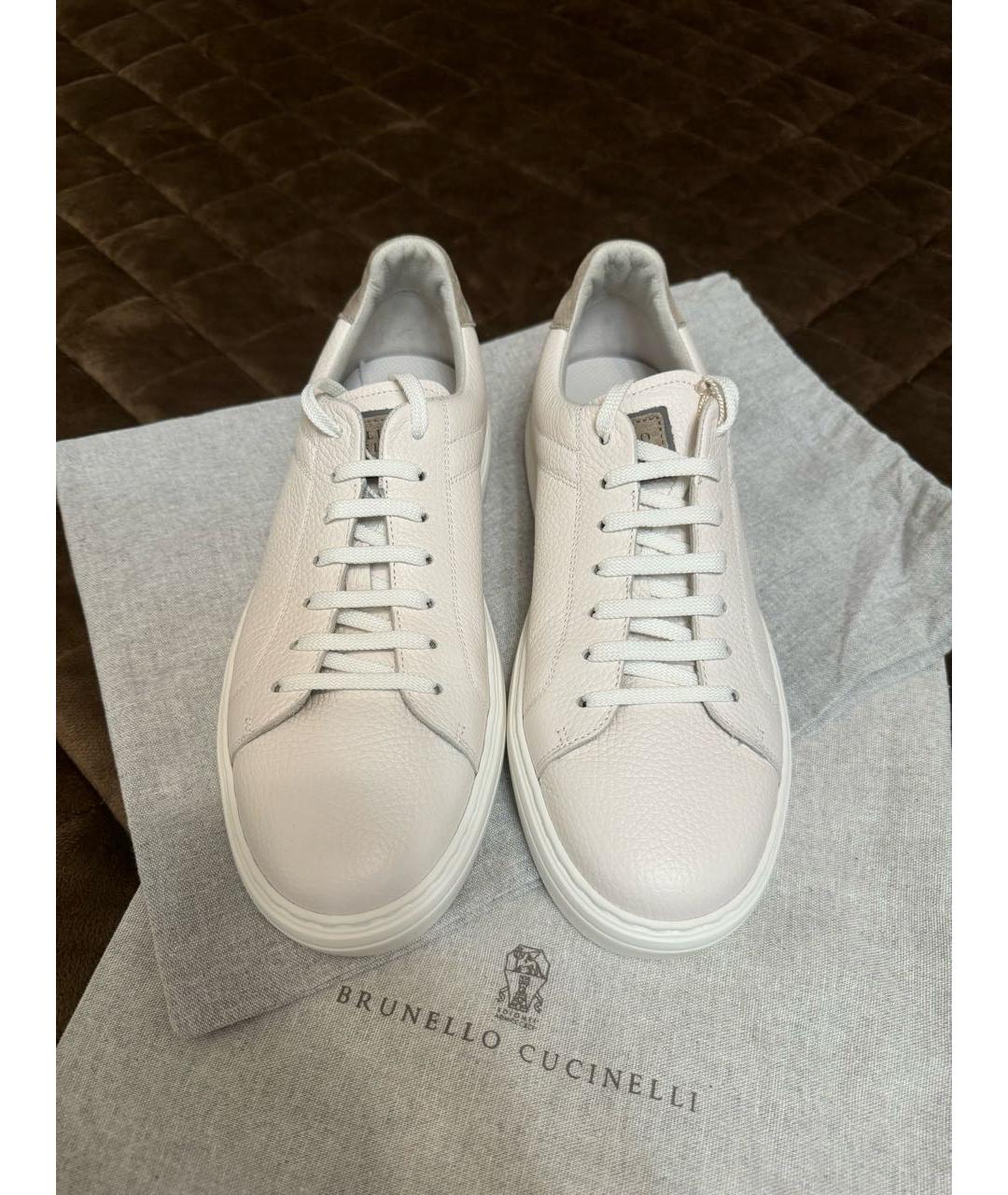BRUNELLO CUCINELLI Белые кожаные низкие кроссовки / кеды, фото 2