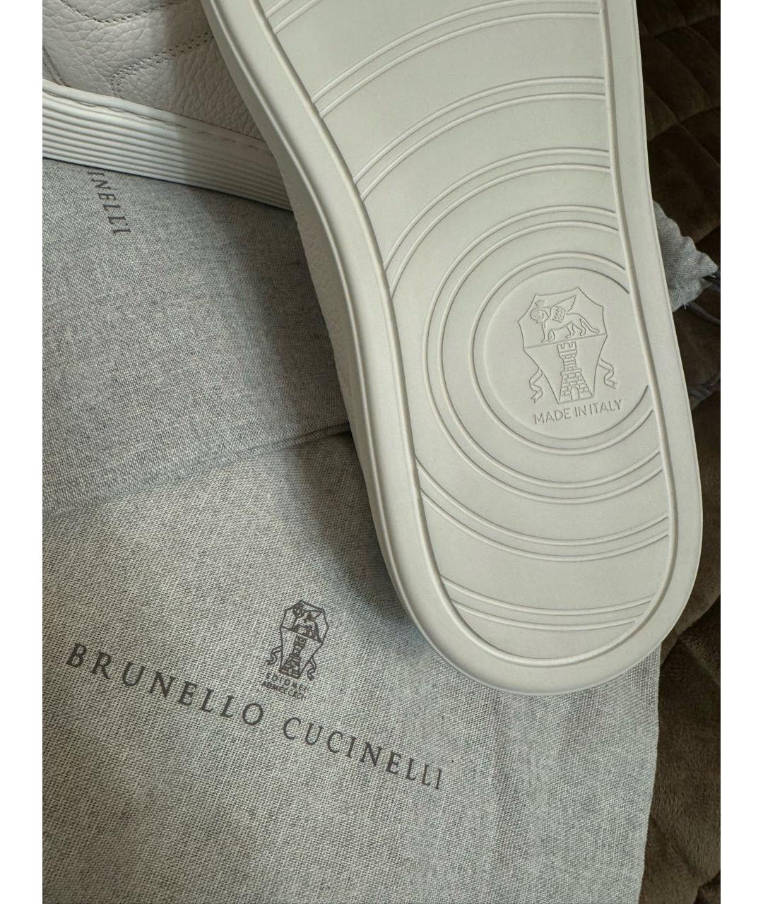 BRUNELLO CUCINELLI Белые кожаные низкие кроссовки / кеды, фото 7