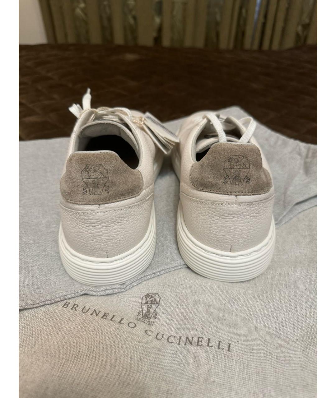 BRUNELLO CUCINELLI Белые кожаные низкие кроссовки / кеды, фото 4