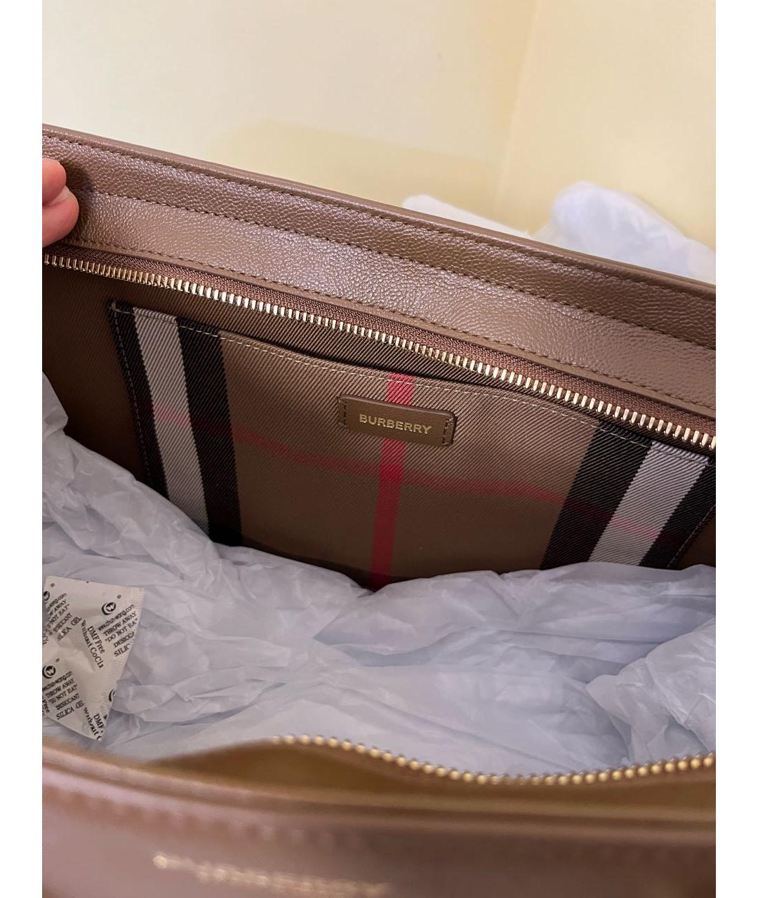 BURBERRY Коричневая кожаная сумка тоут, фото 3