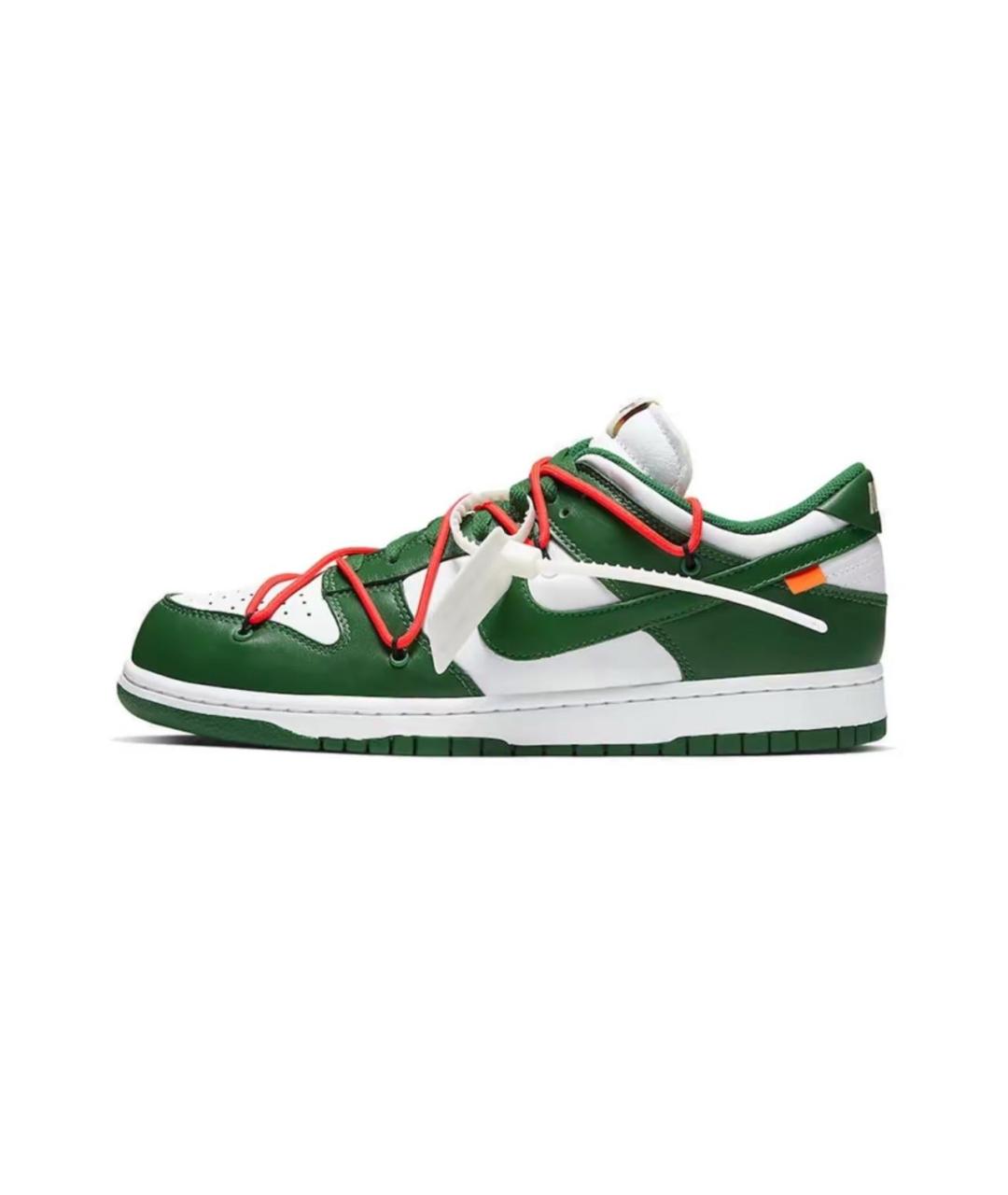 NIKE X OFF-WHITE Зеленые кожаные низкие кроссовки / кеды, фото 3
