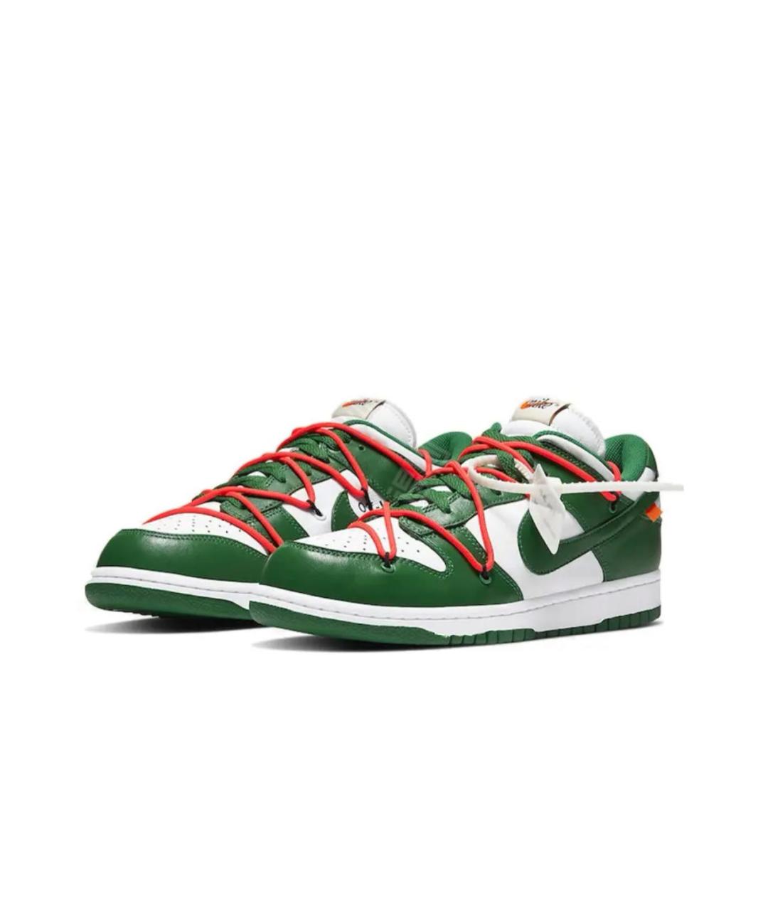NIKE X OFF-WHITE Зеленые кожаные низкие кроссовки / кеды, фото 2