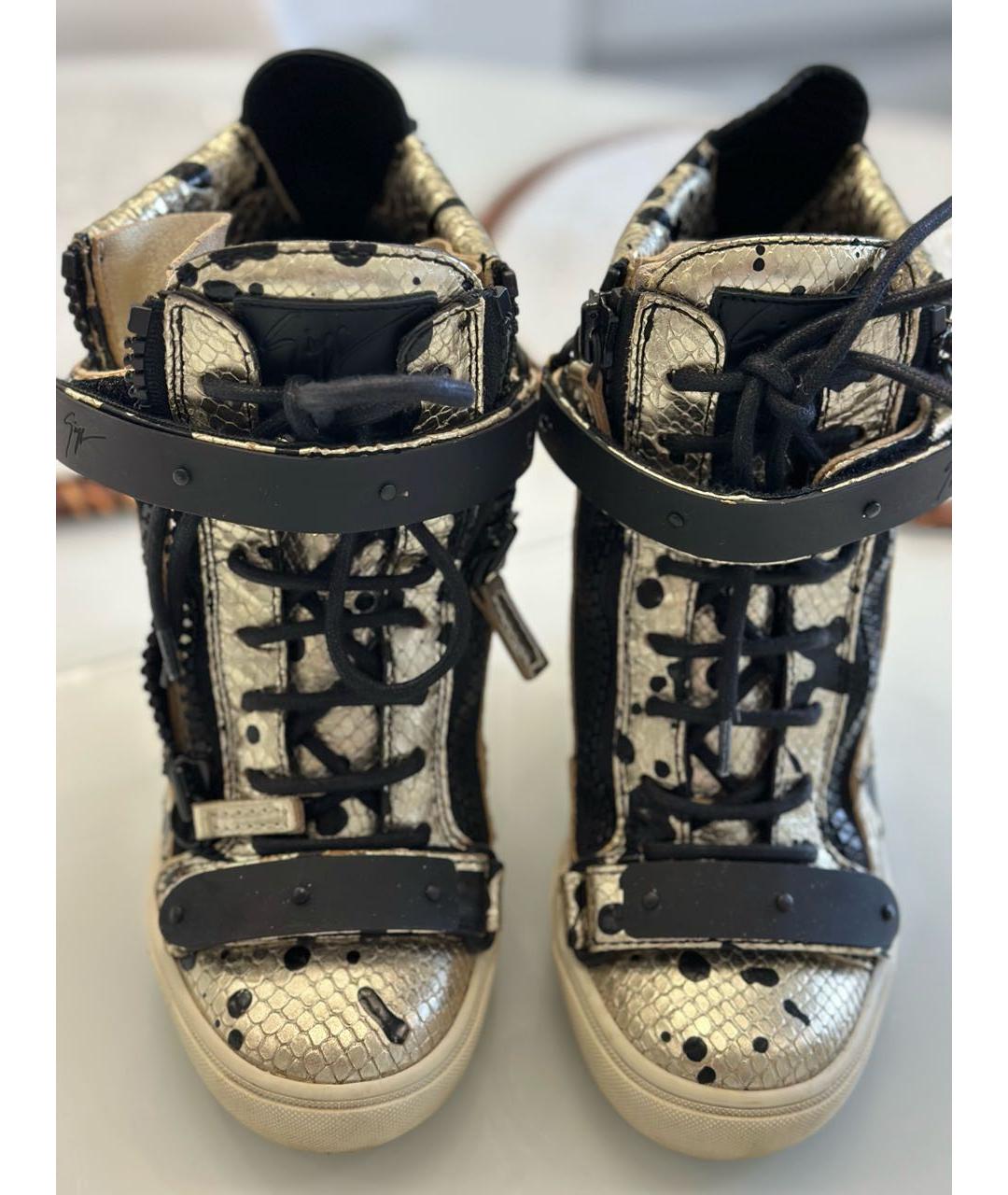 GIUSEPPE ZANOTTI DESIGN Серебряные кожаные ботинки, фото 2