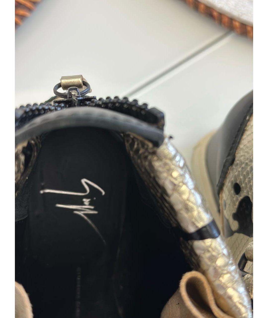 GIUSEPPE ZANOTTI DESIGN Серебряные кожаные ботинки, фото 3