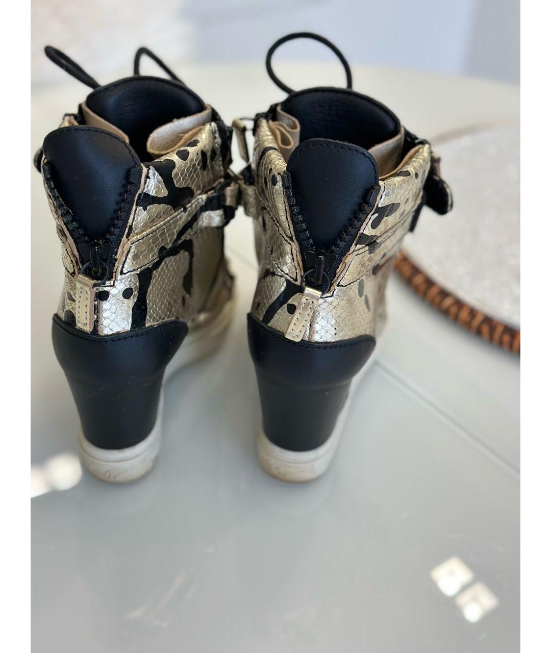 GIUSEPPE ZANOTTI DESIGN Серебряные кожаные ботинки, фото 4