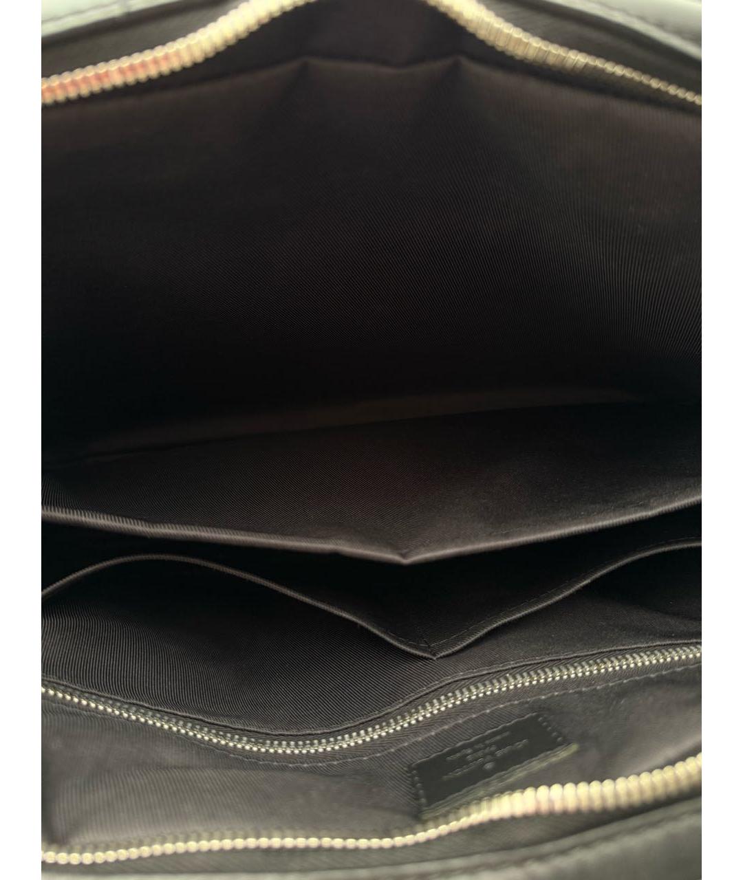 LOUIS VUITTON Черный кожаный портфель, фото 7