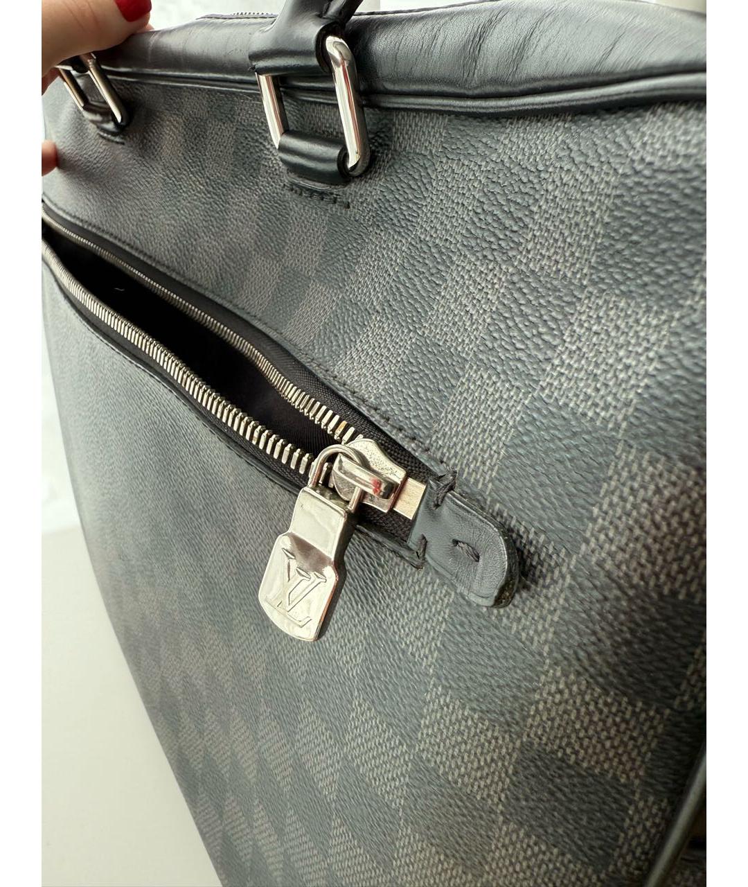 LOUIS VUITTON Черный кожаный портфель, фото 5