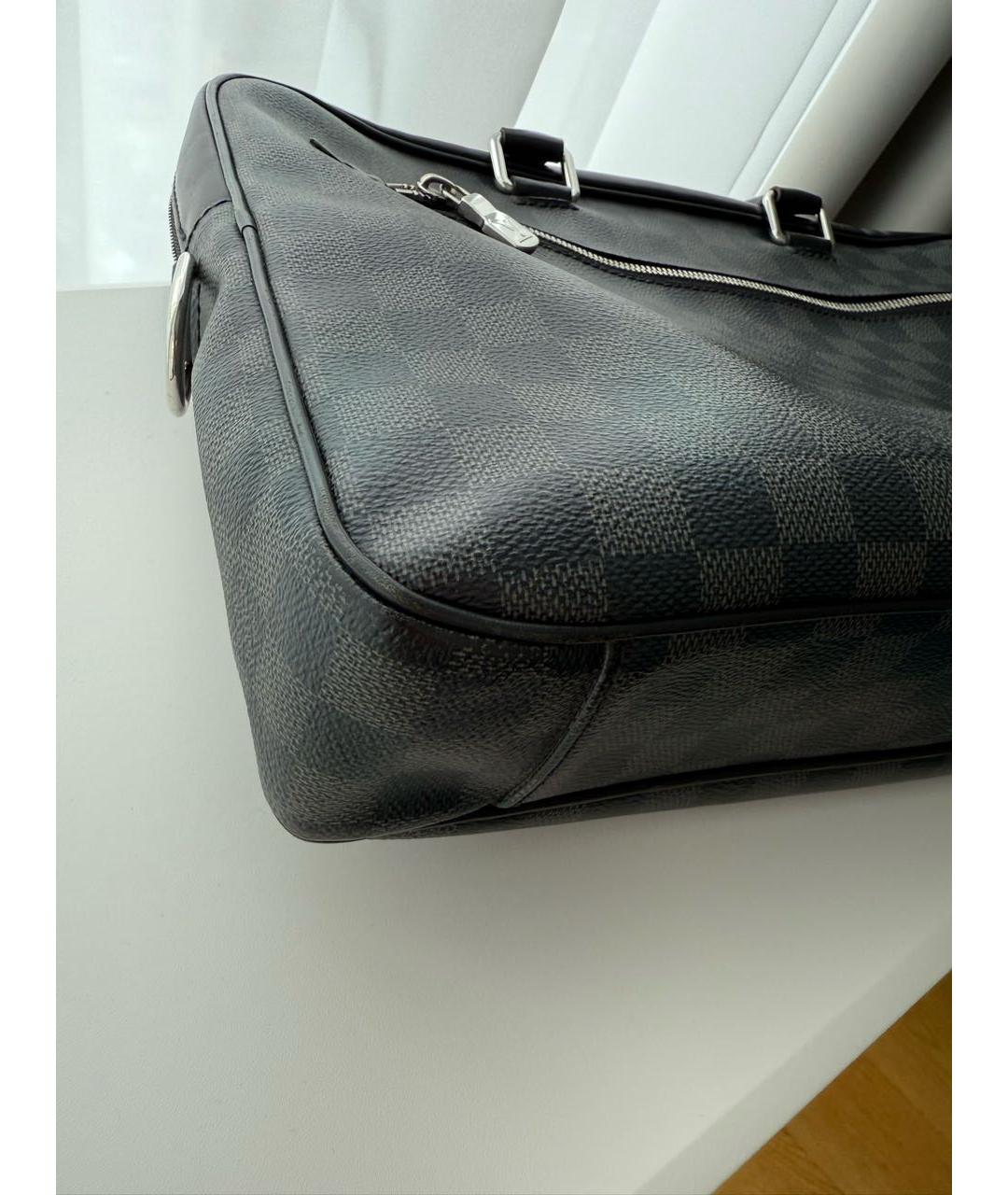 LOUIS VUITTON Черный кожаный портфель, фото 3