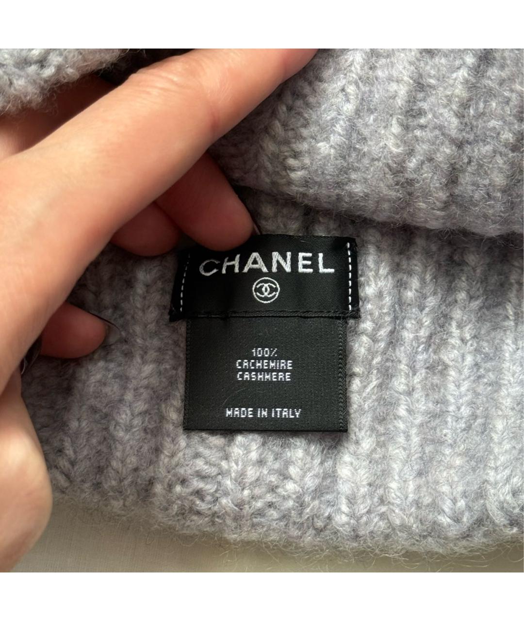 CHANEL Серая кашемировая шапка, фото 3