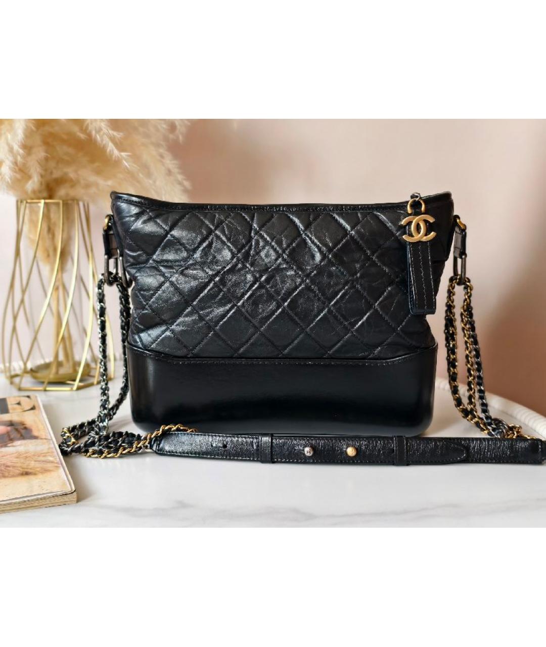 CHANEL Черная кожаная сумка с короткими ручками, фото 10