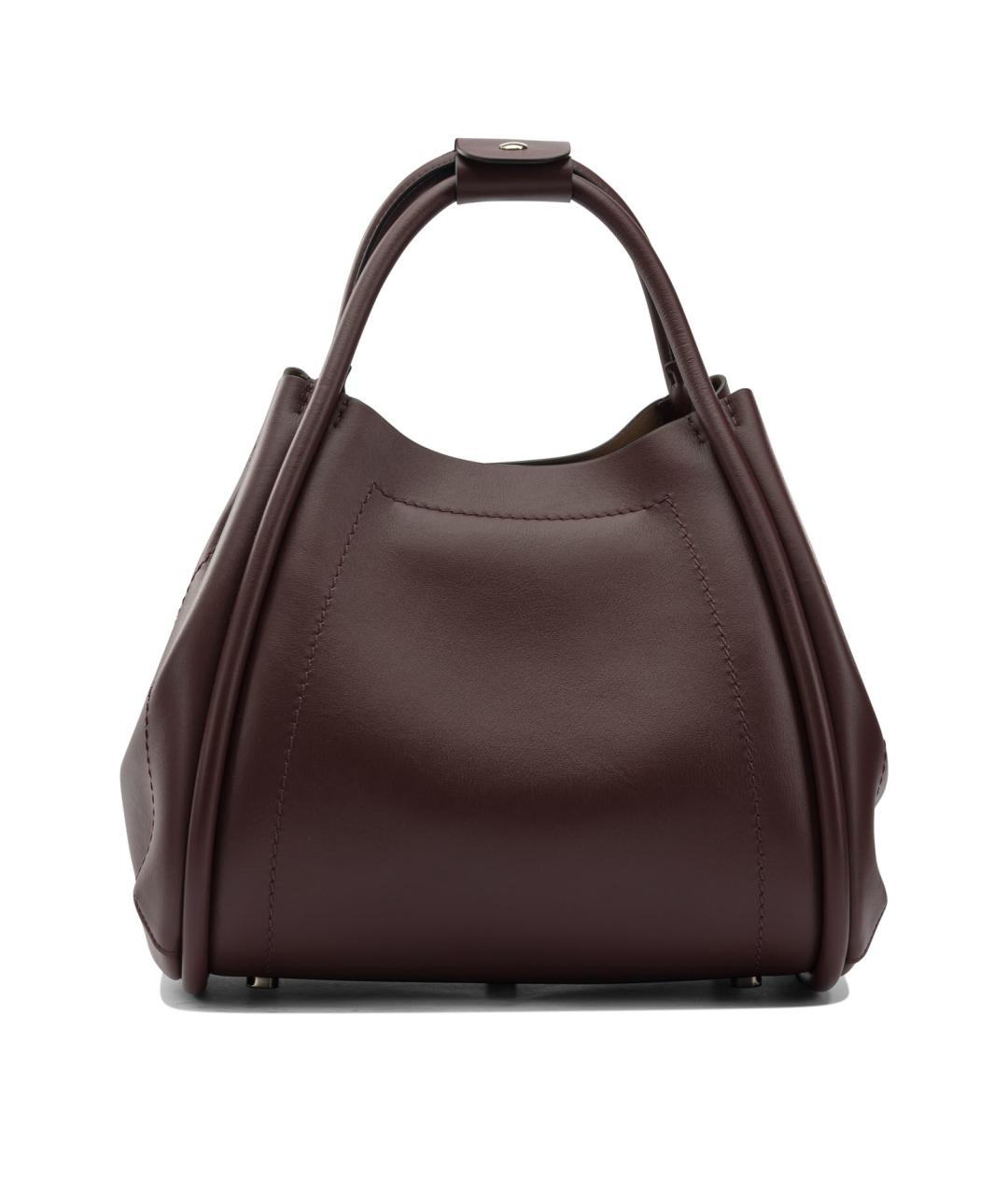 MAX MARA Бордовая кожаная сумка тоут, фото 2