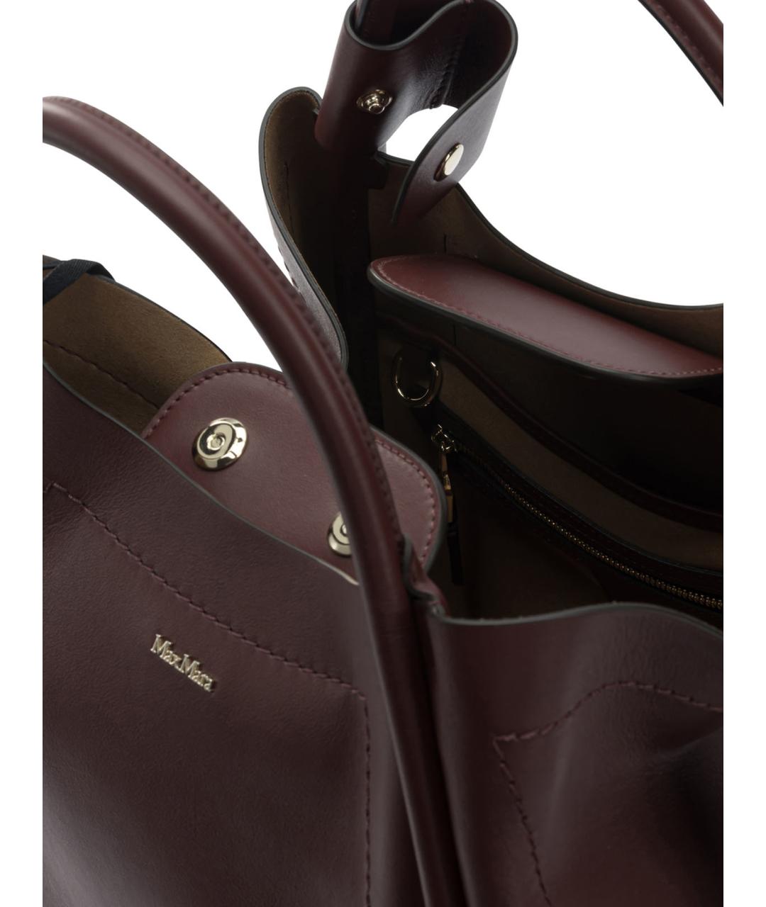 MAX MARA Бордовая кожаная сумка тоут, фото 4