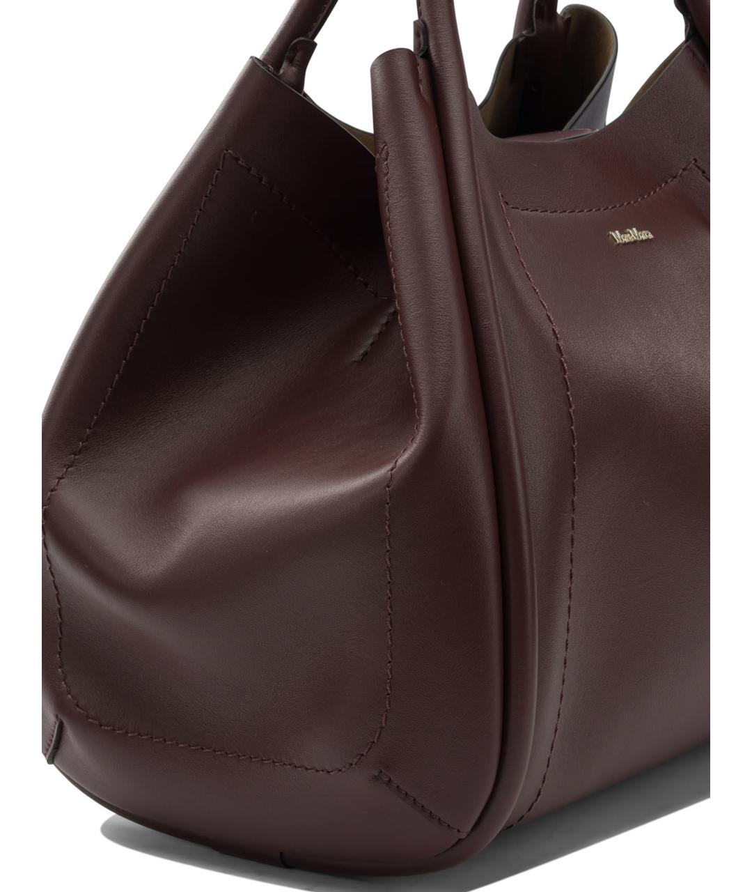 MAX MARA Бордовая кожаная сумка тоут, фото 3