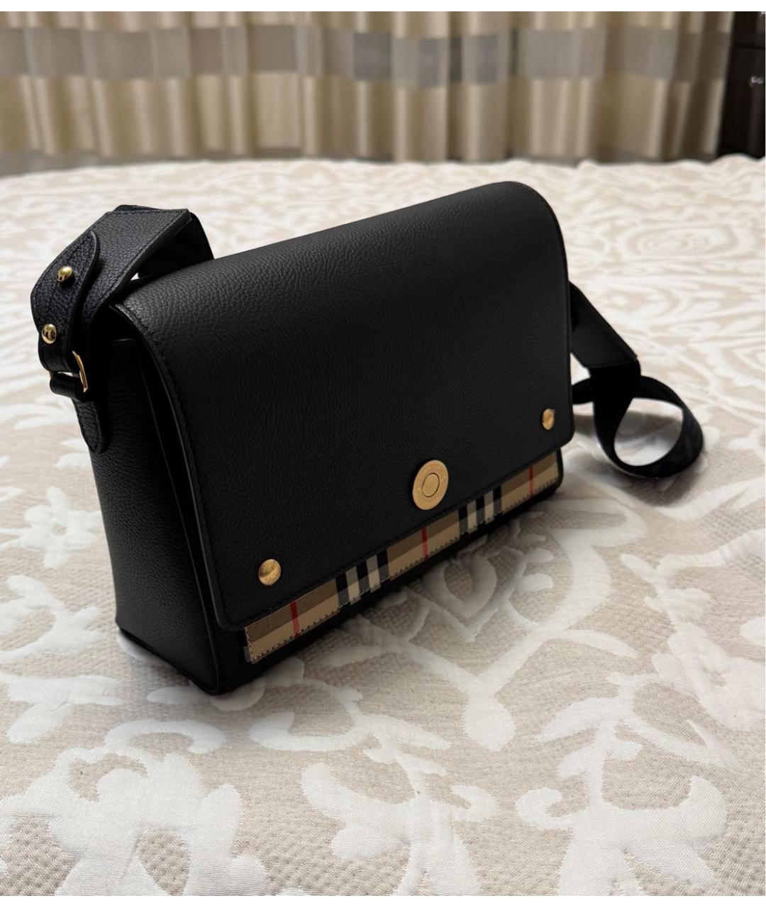 BURBERRY Черная кожаная сумка через плечо, фото 2