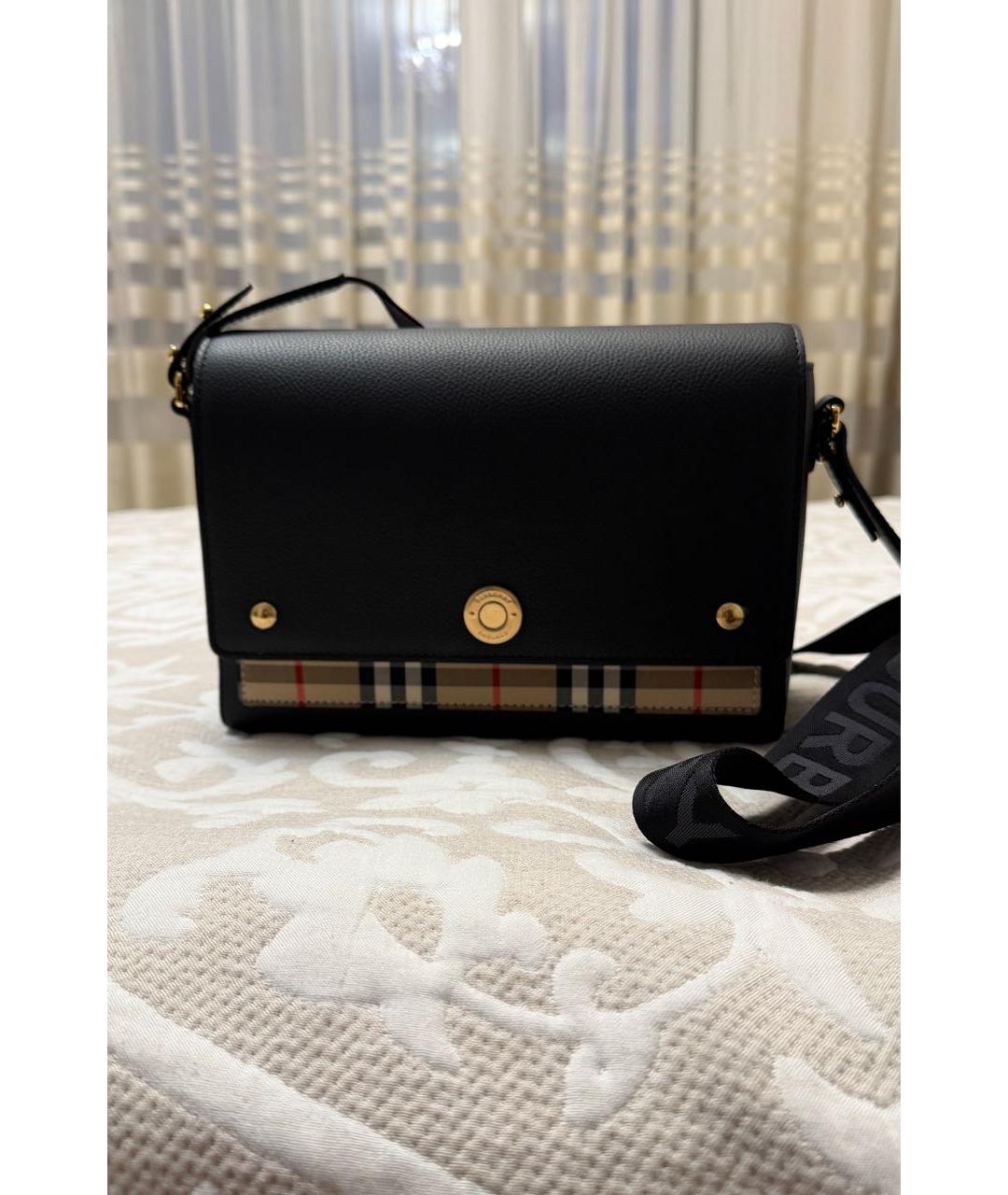 BURBERRY Черная кожаная сумка через плечо, фото 8