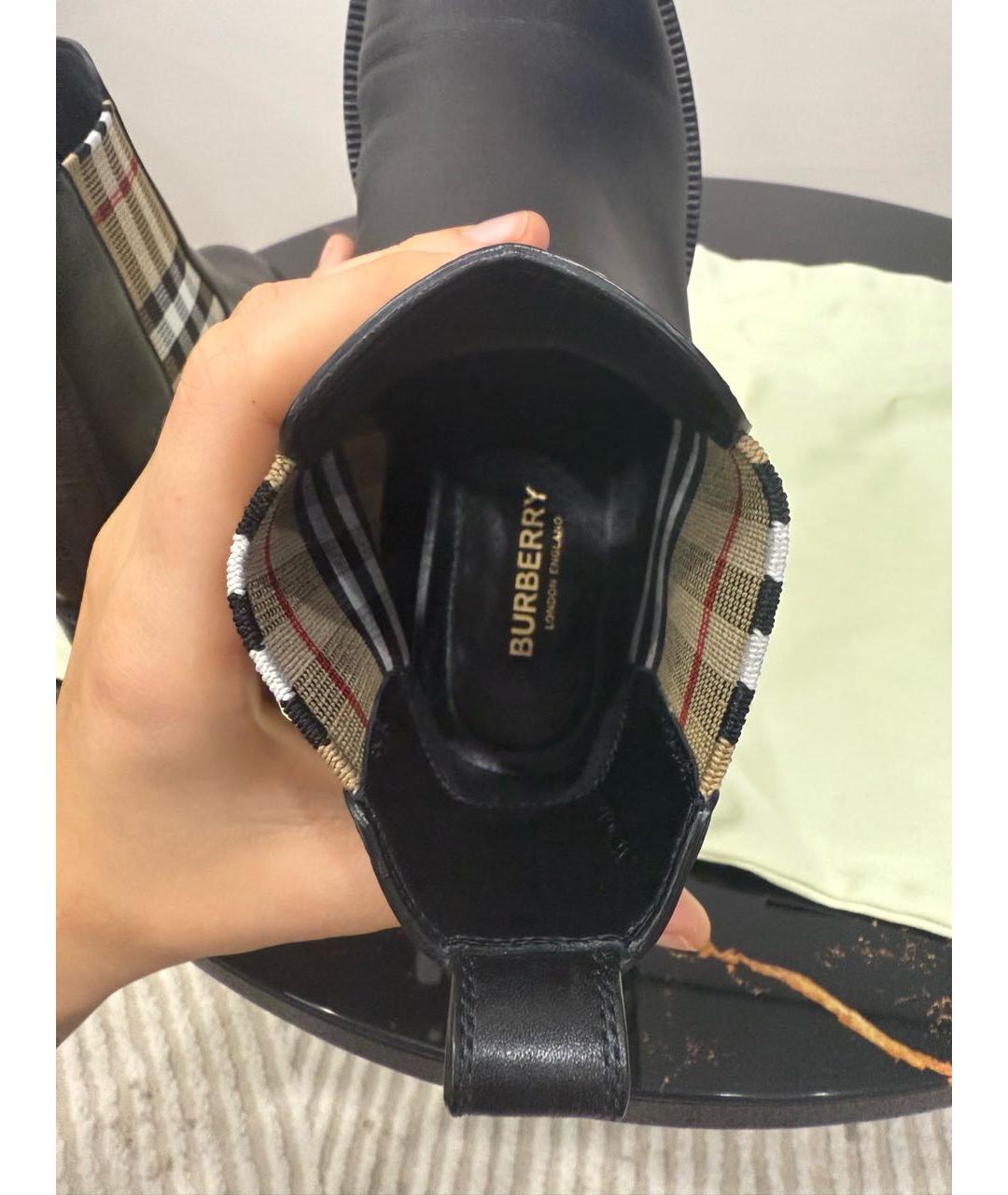 BURBERRY Черные кожаные сапоги, фото 8