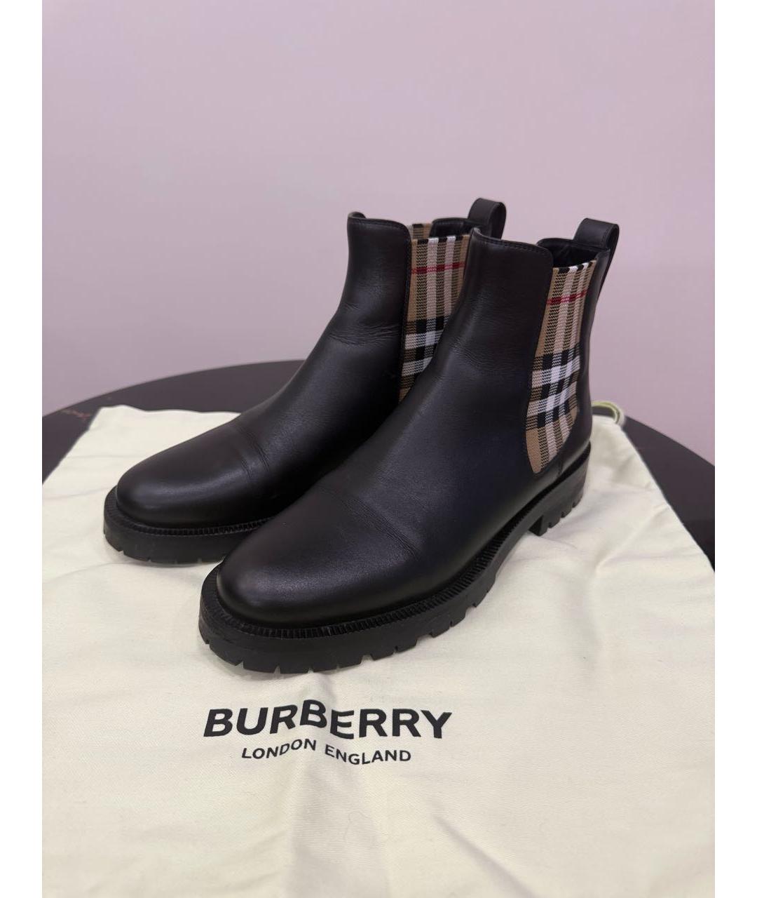 BURBERRY Черные кожаные сапоги, фото 9