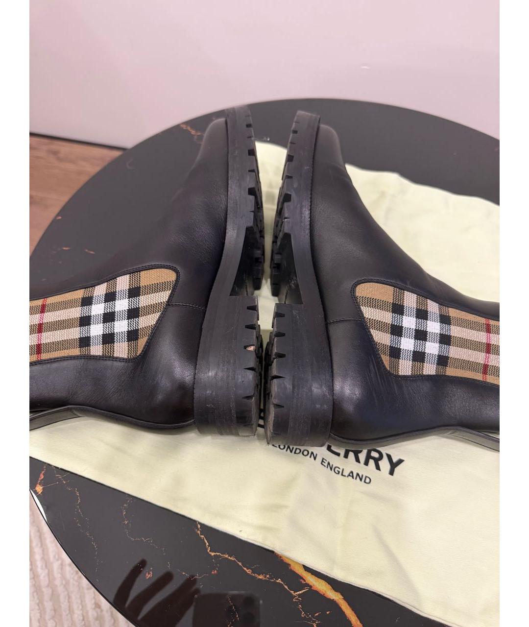BURBERRY Черные кожаные сапоги, фото 5