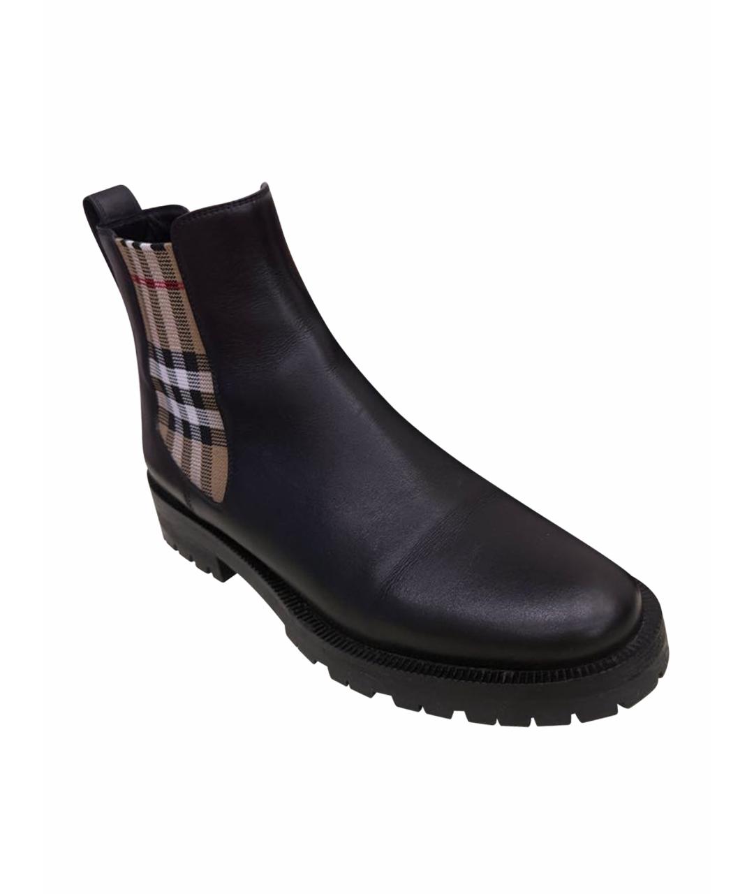 BURBERRY Черные кожаные сапоги, фото 1