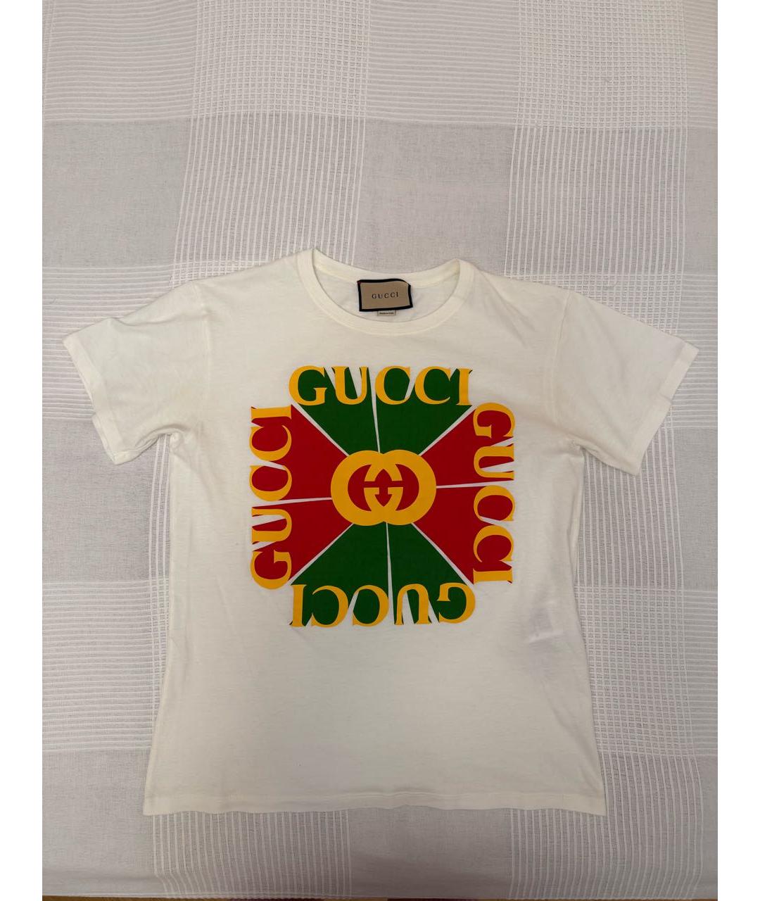 GUCCI Белая хлопковая футболка, фото 6