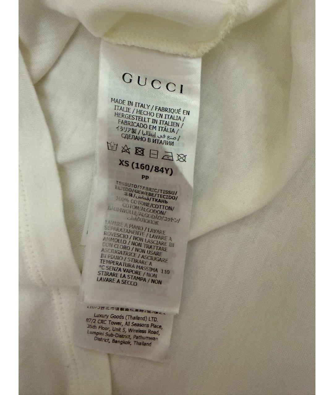 GUCCI Белая хлопковая футболка, фото 5