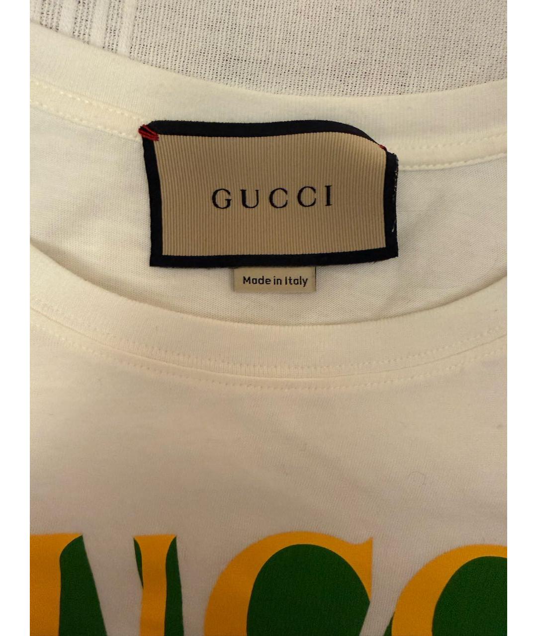 GUCCI Белая хлопковая футболка, фото 4