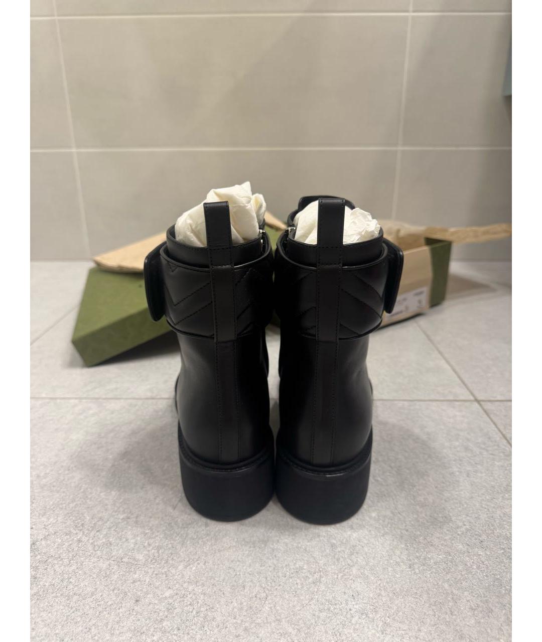 GUCCI Черные кожаные ботинки, фото 4