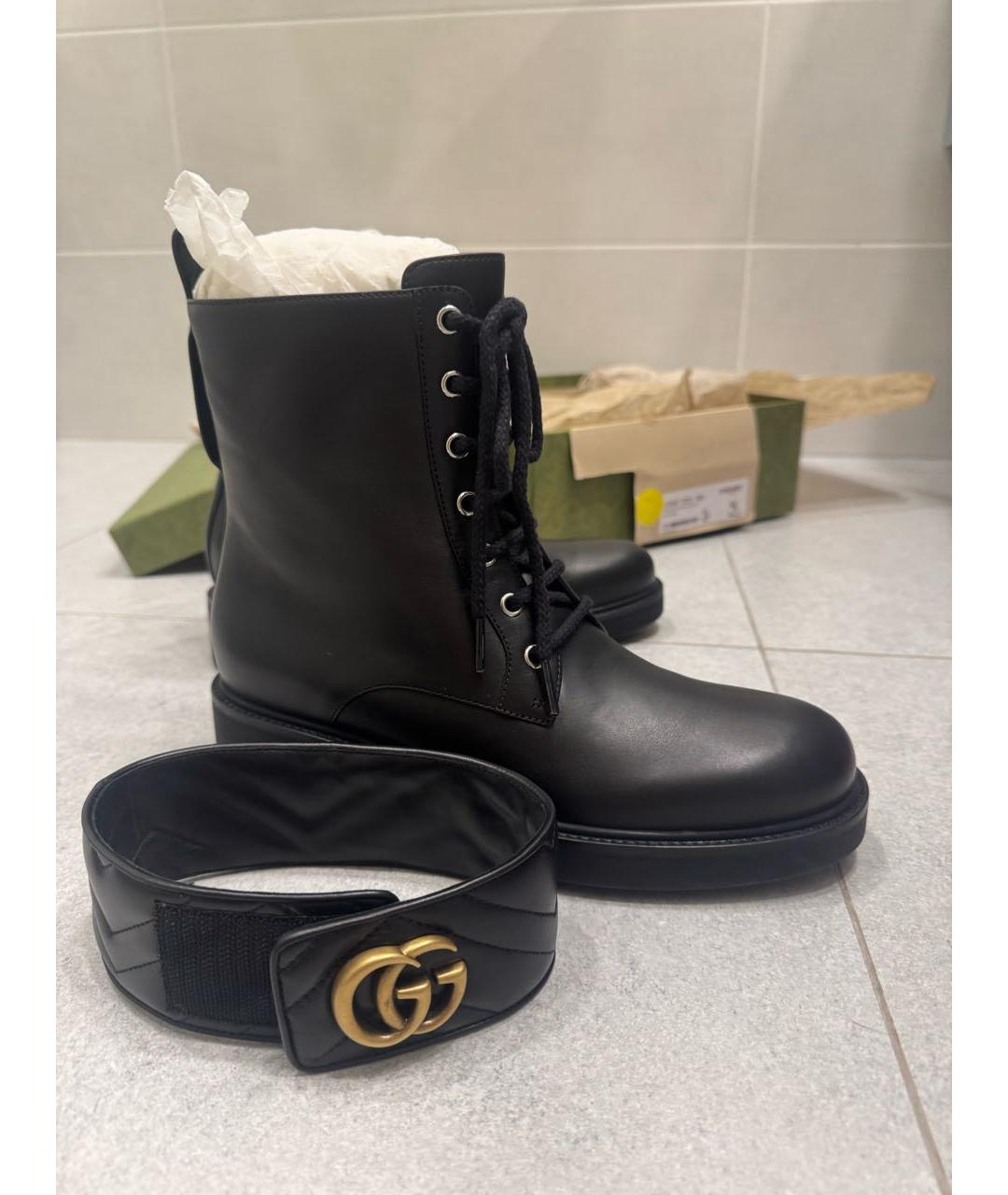 GUCCI Черные кожаные ботинки, фото 5