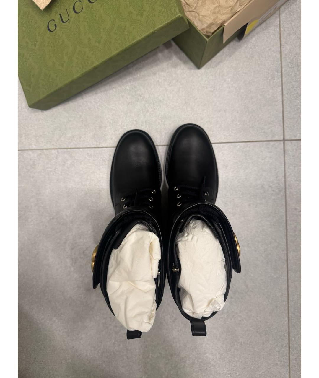 GUCCI Черные кожаные ботинки, фото 3