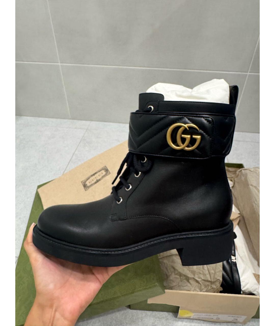 GUCCI Черные кожаные ботинки, фото 9