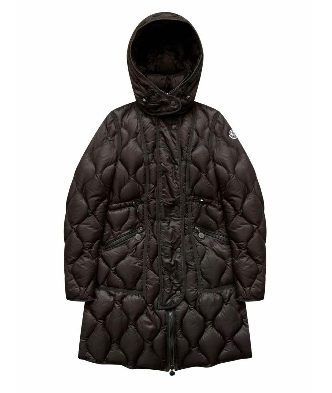 MONCLER Коричневый полиамидовый пуховик, фото 1