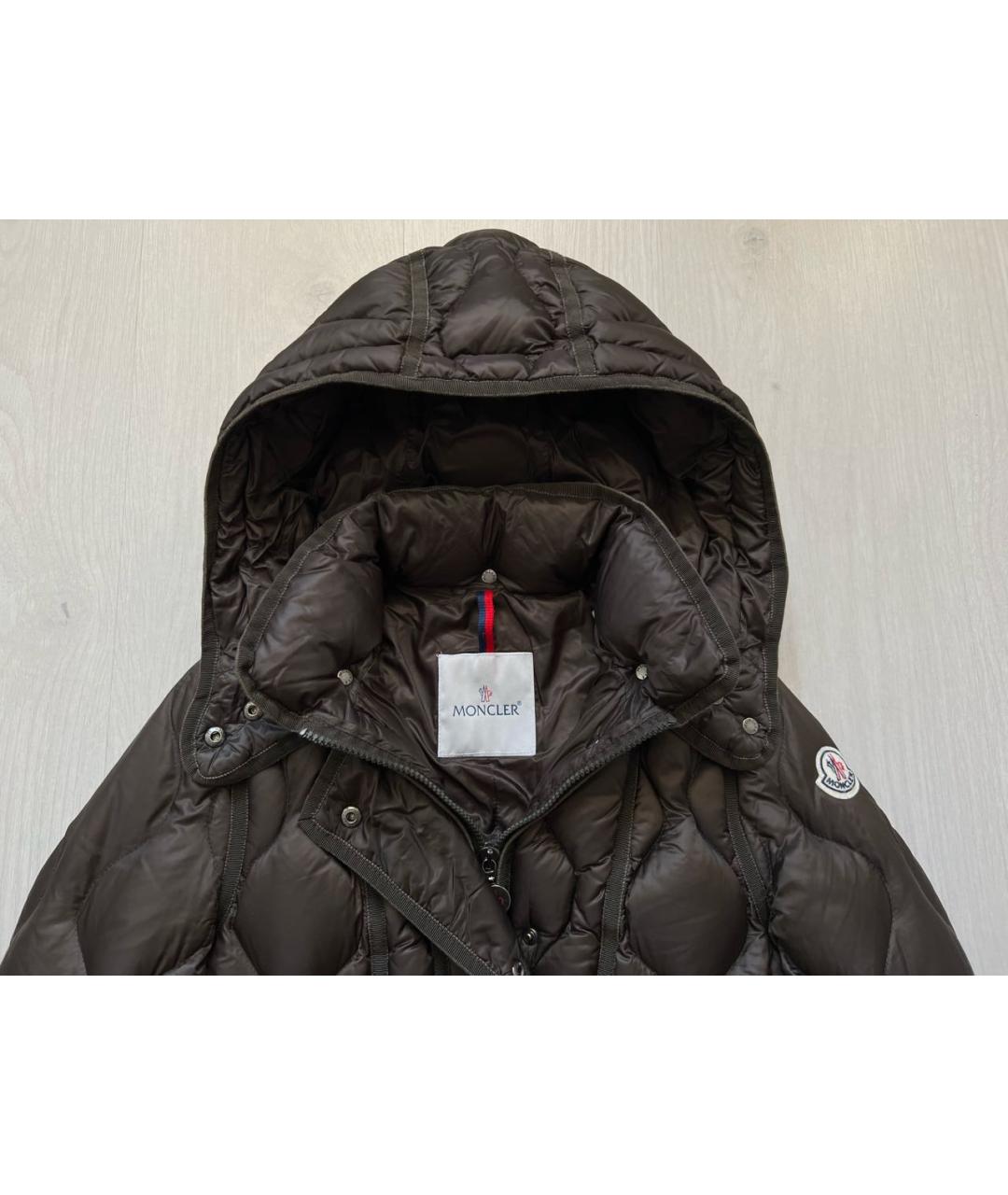 MONCLER Коричневый полиамидовый пуховик, фото 3