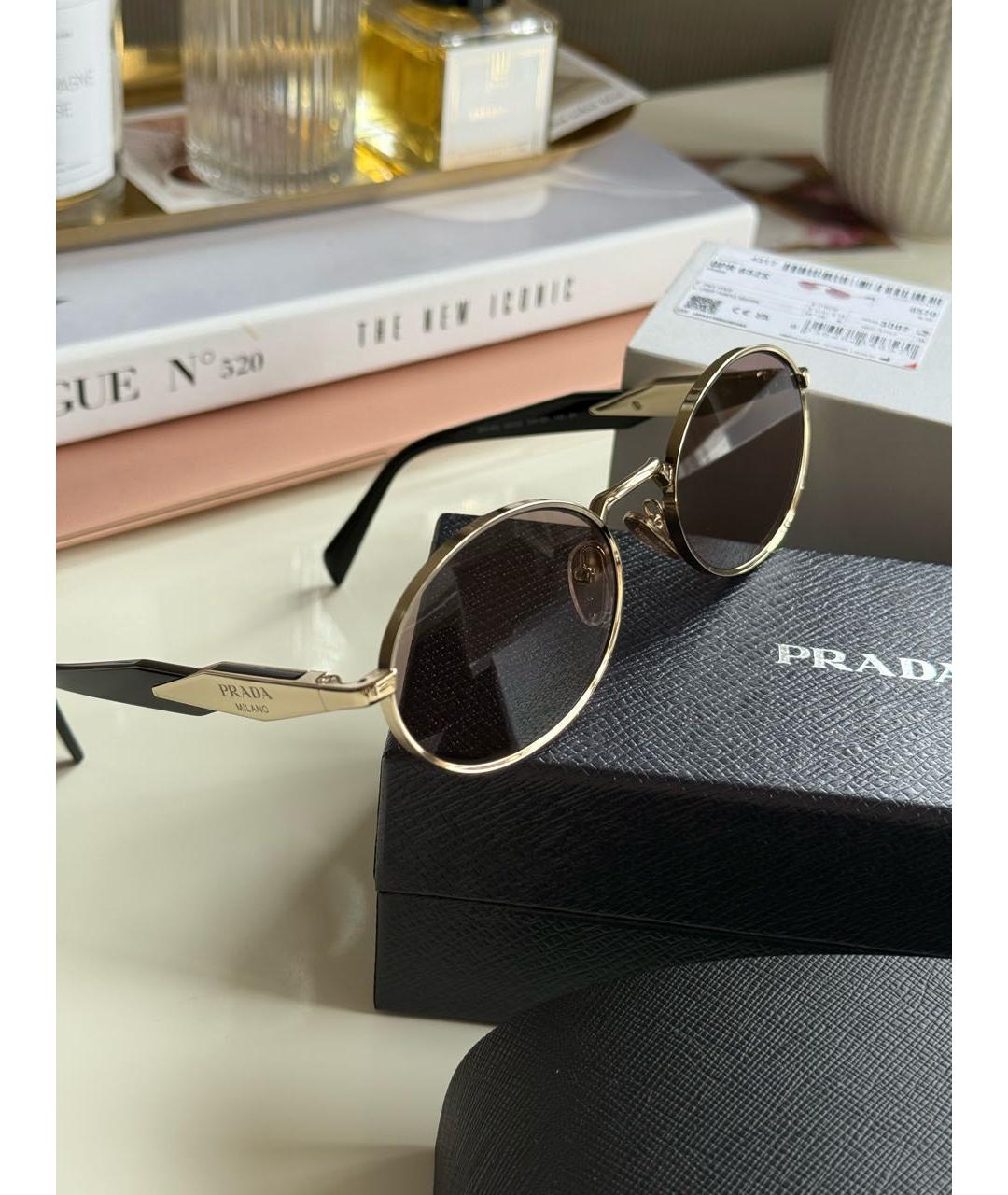 PRADA Розовые металлические солнцезащитные очки, фото 3