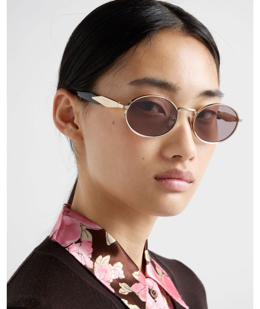 PRADA Розовые металлические солнцезащитные очки, фото 5