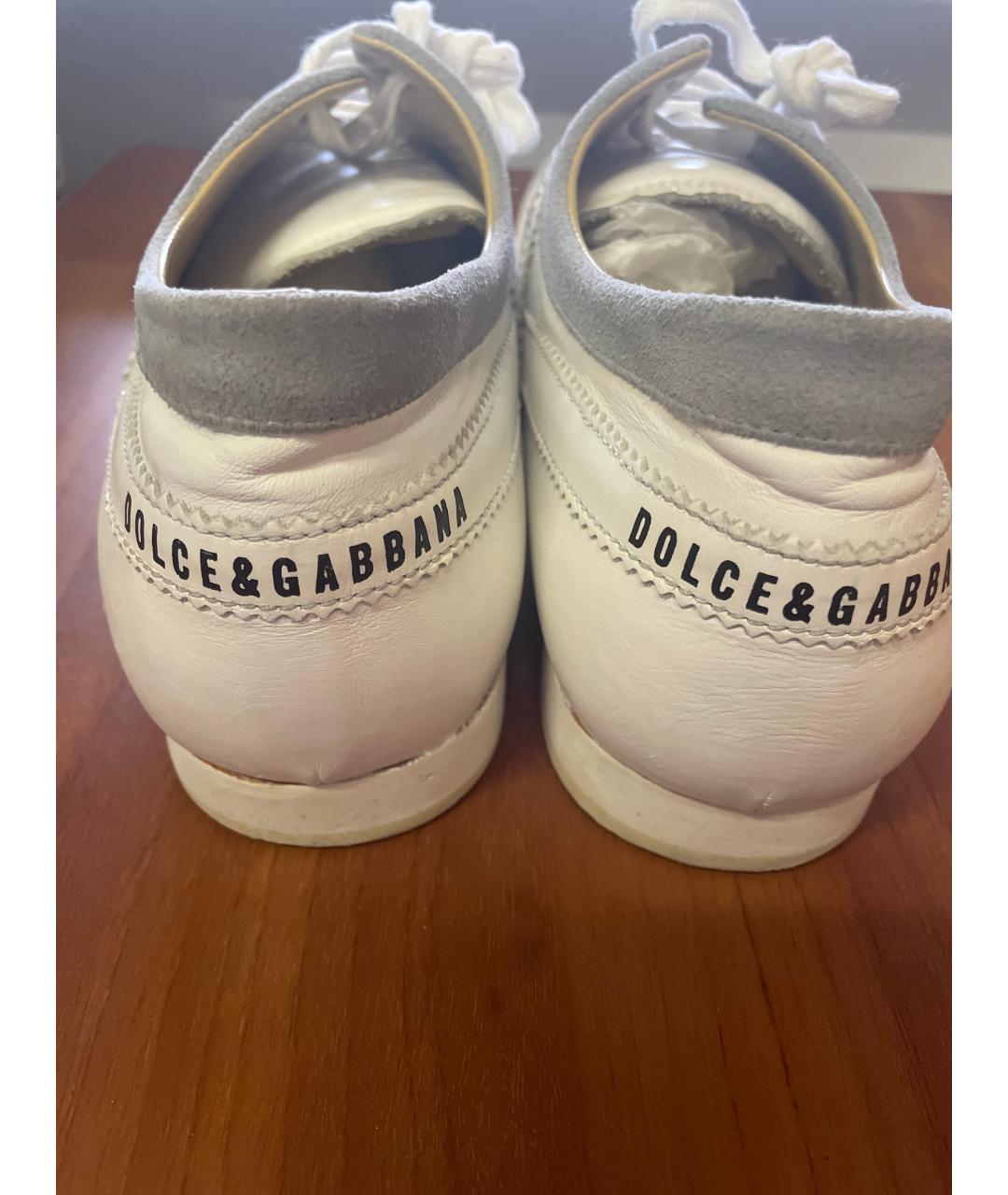 DOLCE&GABBANA Белые кожаные низкие кроссовки / кеды, фото 3