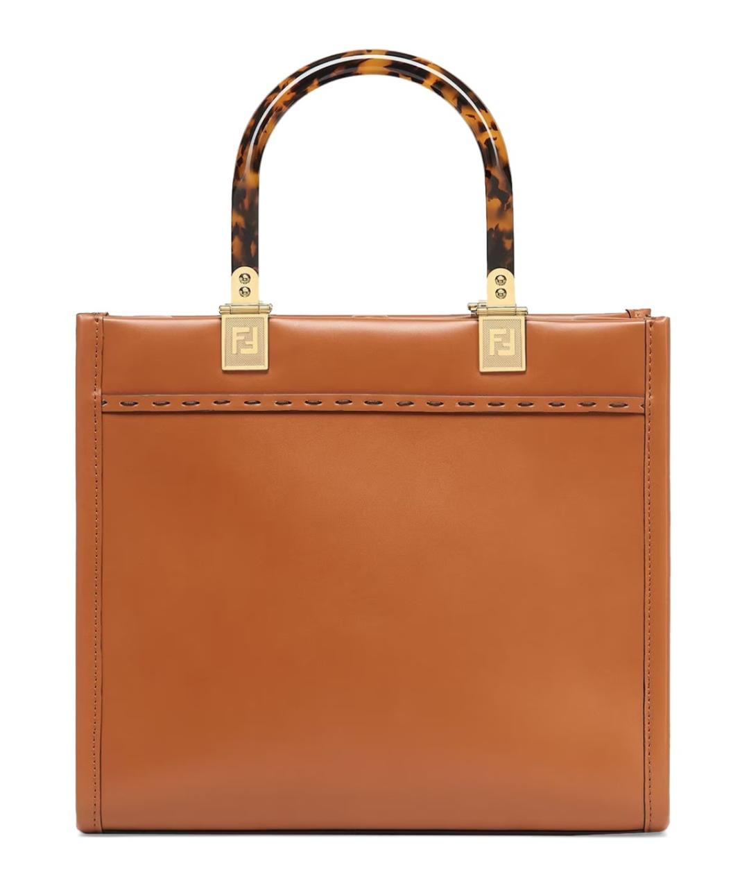 FENDI Коричневая кожаная сумка тоут, фото 3