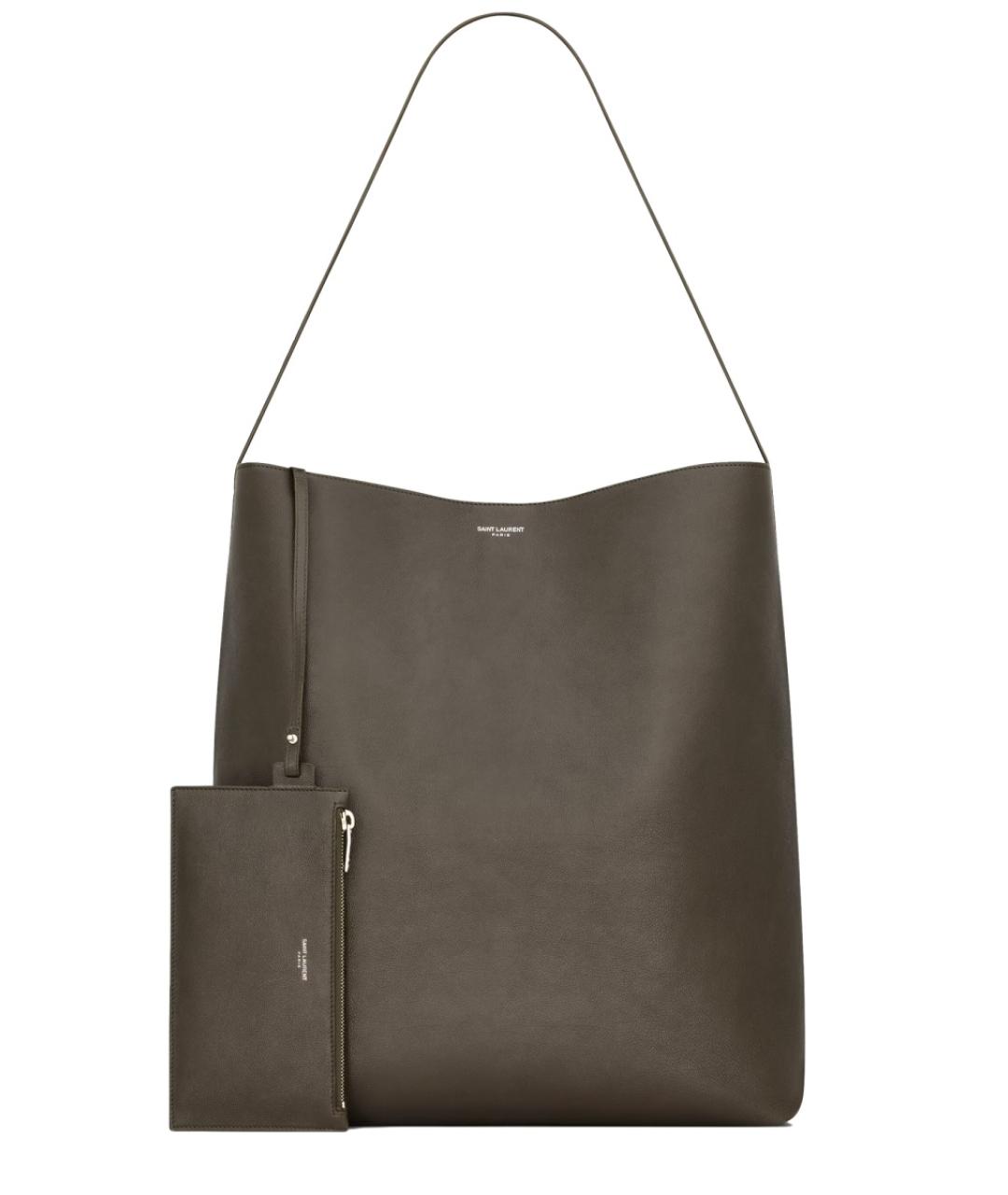 SAINT LAURENT Серая кожаная сумка тоут, фото 2