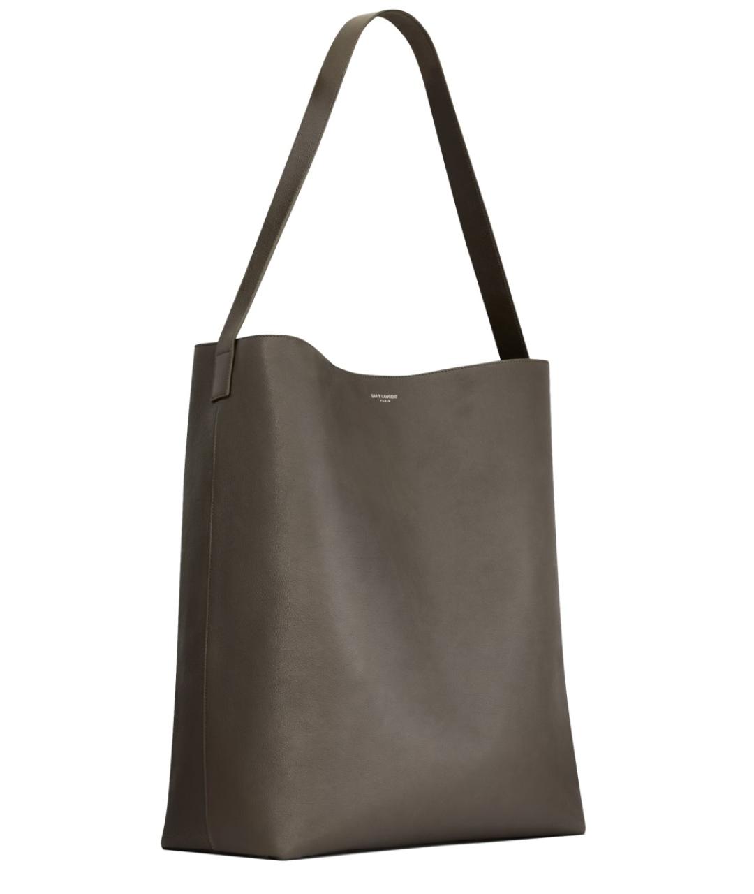 SAINT LAURENT Серая кожаная сумка тоут, фото 4