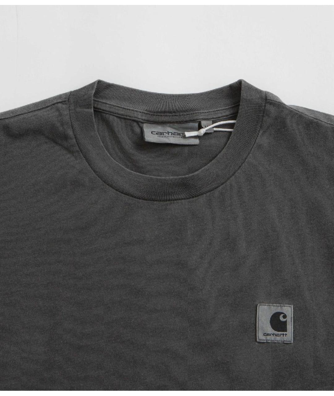 CARHARTT WIP Антрацитовая хлопковая футболка, фото 2